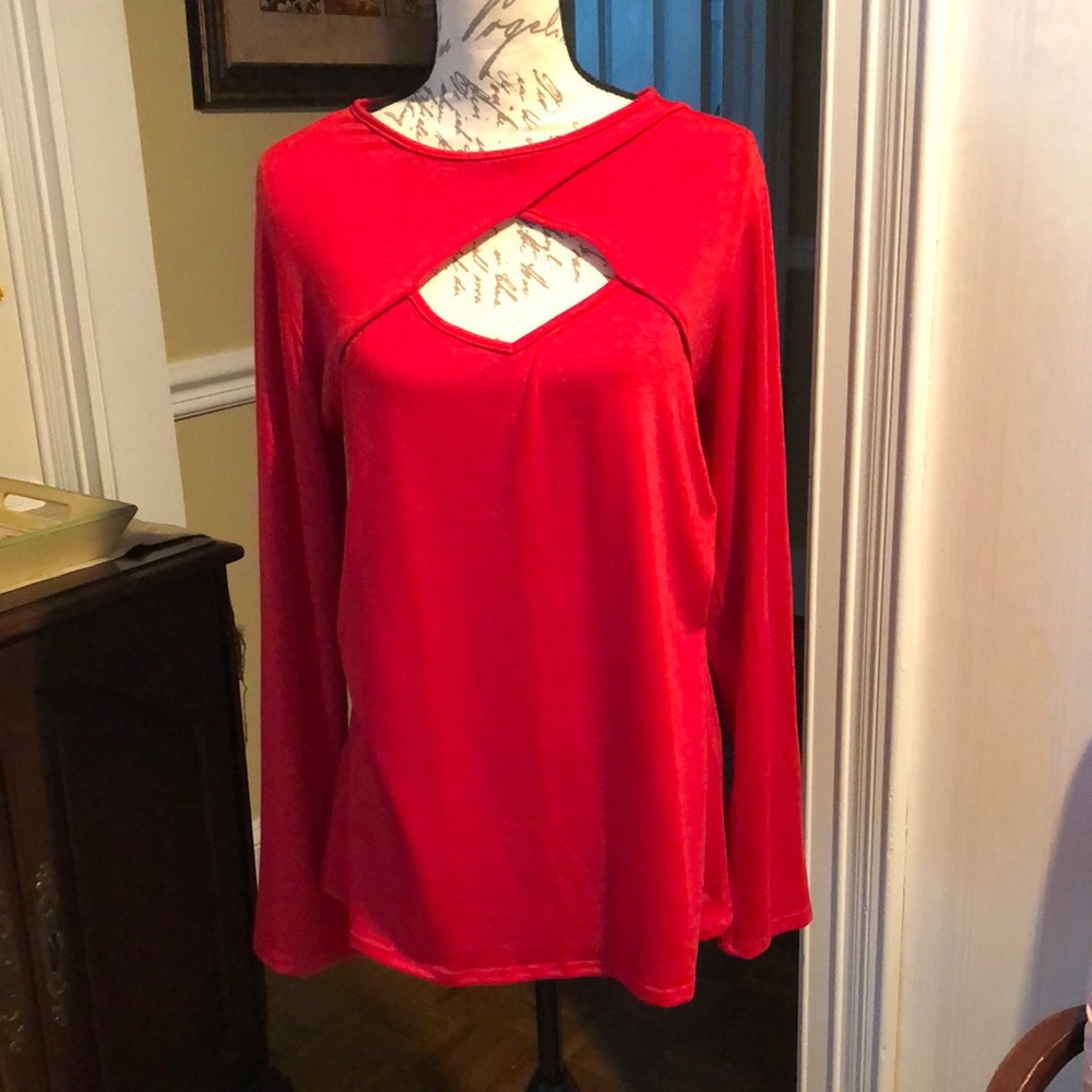 ACTING PRO KEYHOLE Cut Out Long Sleeve Tunic
